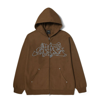 Huf Felpa Full Zip Con Cappuccio Outlines Streetwear Huf Felpa Full Zip Con Cappuccio Outlines Streetwear