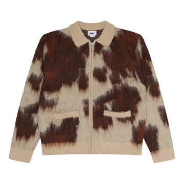Obey Cardigan Zip Cow Pattern Streetwear