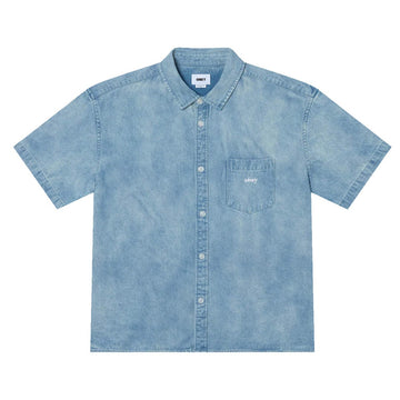 Obey Camicia Ss In Denim Owens Loose Fit Streetwear